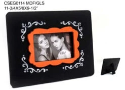 Set Of 2 Black And Orange Contemporary Rectangular Chalkboard Photo Frames 11.75" - 34255107