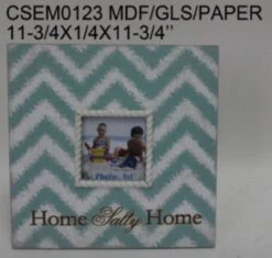 Set Of 2 Blue And White Chevron Square Tabletop Photo Frames 11.75" - 34255130