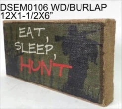 Set Of 2 Green And Black "EAT, SLEEP, HUNT" Printed Rectangular Wall Plaques 12" - 34255209