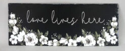 Set Of 2 Black And White "LOVE LIVES HERE" Contemporary Wall Plaques 19" - 34256096
