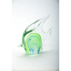 6" Blue And Green Glass Fish Figurine Table Top Decoration
