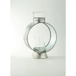 14" Clear Distress Finish Glass Candle Holder