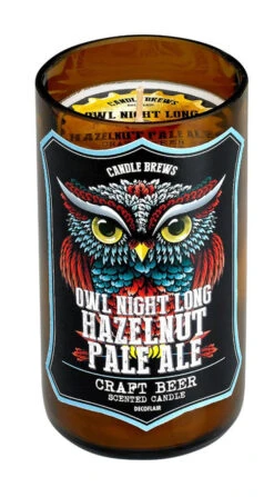 Set Of 2 Micro-Brew Owl Hazelnut Pale Ale Scented Candles 5"