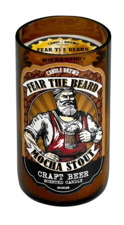Set Of 2 Micro-Brew Fear The Beard Mocha Stout Candles 5"