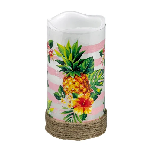 Set Of 4 Yellow And Green Pineapple Themed LED Candle 6" 3 Set Of 4 Yellow And Green Pineapple Themed LED Candle 6"