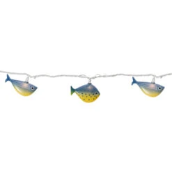 10 Blue And Yellow Fish Mini Summer Patio String Lights – 8.5 Ft Green Wire -Christmas Decoration Store denniseast 13091 2 updated 05002.1664552531