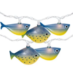 Christmas Decoration Store 29 10 Blue And Yellow Fish Mini Summer Patio String Lights – 8.5 Ft Green Wire