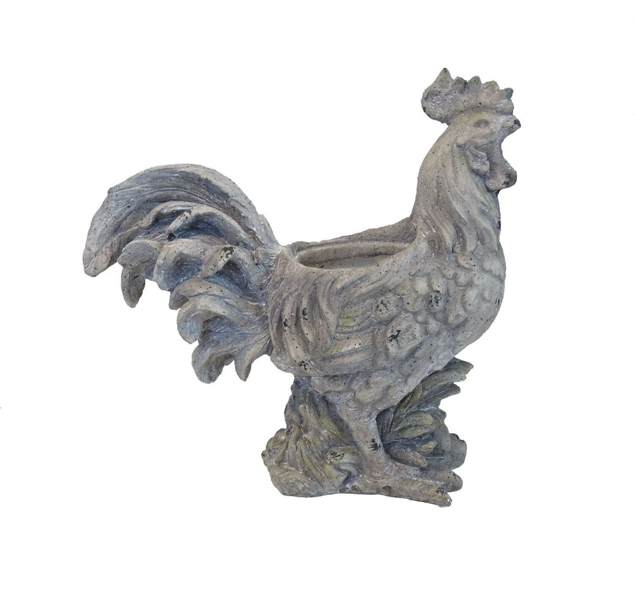 ESSCHERT DESIGN 17.5" Gray Solid Rooster Figure Decorative Planter 3 ESSCHERT DESIGN 17.5" Gray Solid Rooster Figure Decorative Planter
