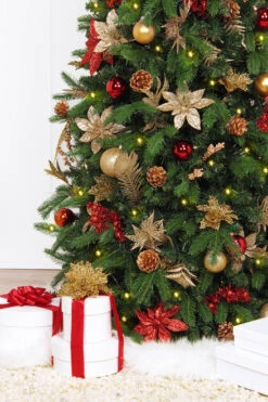 5.5' Pre-Lit Gold And Red Artificial Pine Christmas Tree – Clear LED Lights -Christmas Decoration Store dezy2018 et hist 552033 87682.1587644093