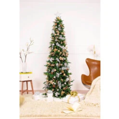 7.5' Pre-Lit Pre-Decorated Gold And Silver Artificial Christmas Tree – Clear LED Lights -Christmas Decoration Store dezy2018 et met 75 5 65882.1587644114