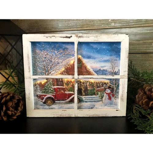 Christmas Central 10" White And Blue Lighted Country Store Christmas Rectangular Shadow Box Decoration 4 Christmas Central 10" White And Blue Lighted Country Store Christmas Rectangular Shadow Box Decoration - Image 2