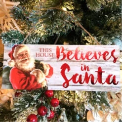 Christmas Central Red And White Santa Printed Rectangular Christmas Wall Sign With Rope Hanger 4" X 10" -Christmas Decoration Store dglow a1006 3 25283.1587645048