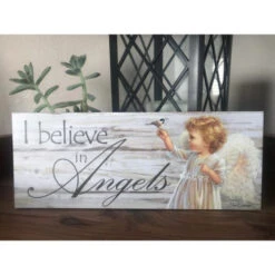 Christmas Central White And Gray Angel Printed Rectangular Wall Sign With Rope Hanger 4" X 10" -Christmas Decoration Store dglow a1008 2 50513.1587644004