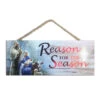 Christmas Central Red And Blue Reason For The Season Christmas Rectangular Sign With Rope Hanger 4" X 10" -Christmas Decoration Store dglow a1012 1 43739.1587644198