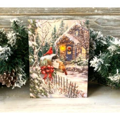 8" White And Green Cardinal Cottage Lighted Christmas Tabletop Decor -Christmas Decoration Store dglow a1036 2 38299.1587645064