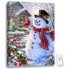 Christmas Central 24" X 18" White And Red Snowman And Feathered Friend Backlit LED Wall Art With Remote Control -Christmas Decoration Store dglow glow1312 24111.1587644180