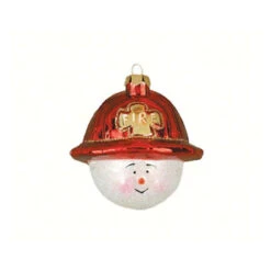 4.25" Red And White Fireman Snowman Hand Blown Glass Hanging Figurine Ornament