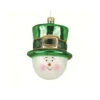 4.5" Green And White Irish Snowman Hand Blown Glass Hanging Figurine Ornament