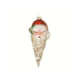 6.75" Red And White Santacicle Red Hand Blown Glass Hanging Figurine Ornament
