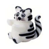 4" White And Black Fat Cat Glass Figurine Decoration - 33480175