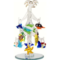 6.25" Clear Palm Tree Glass With Multi-Color Fish Ornaments - 33480500