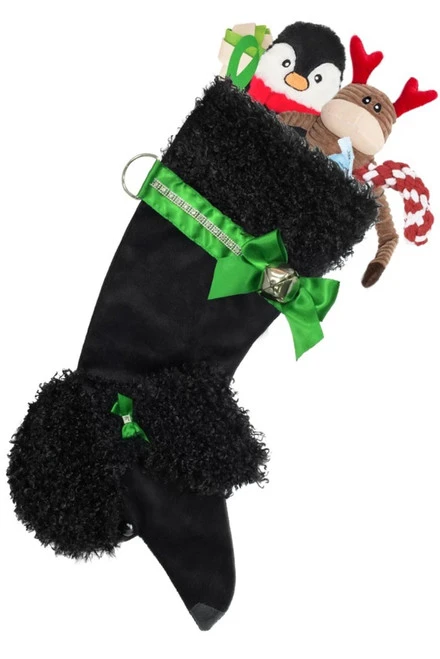 22" Green And Black Poodle Dog Christmas Stocking 3 22" Green And Black Poodle Dog Christmas Stocking