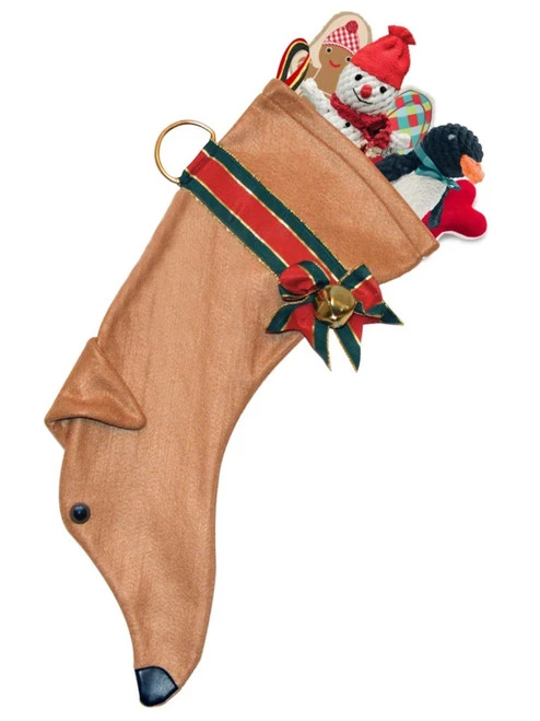 22.5" Red And Brown Greyhound Dog Christmas Stocking 3 22.5" Red And Brown Greyhound Dog Christmas Stocking