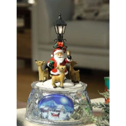 Pack Of 2 Red And Black LED Lighted Musical Santa Street Lamp Tabletop Decors 7.25