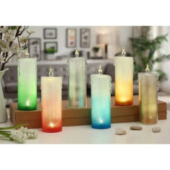 Club Pack Of 12 Clear Bi-Color LED Lighted Tall Candles 9.5"
