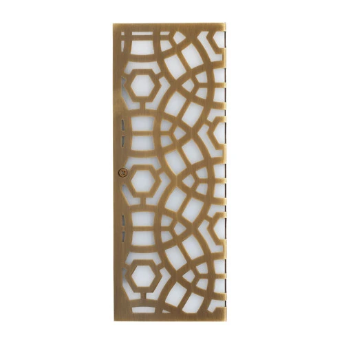10.5” Antique Brass Gold Rectangular Geometric Pattern Geo Wall Sconce - Small 4 10.5” Antique Brass Gold Rectangular Geometric Pattern Geo Wall Sconce - Small - Image 2