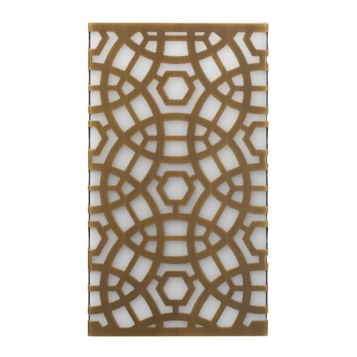 10.5” Antique Brass Gold Rectangular Geometric Pattern Geo Wall Sconce - Small 5 10.5” Antique Brass Gold Rectangular Geometric Pattern Geo Wall Sconce - Small - Image 3