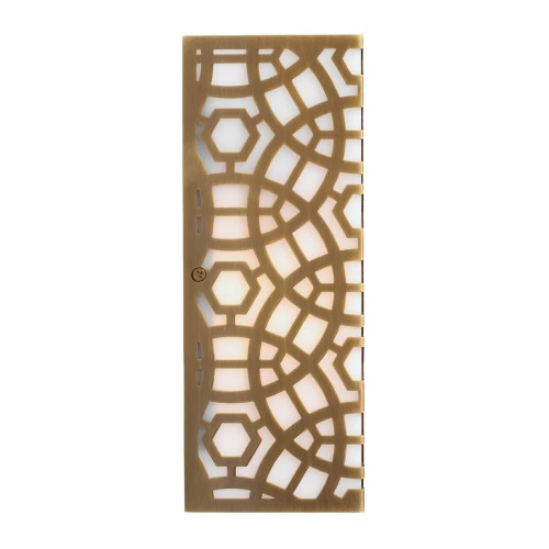 10.5” Antique Brass Gold Rectangular Geometric Pattern Geo Wall Sconce - Small 6 10.5” Antique Brass Gold Rectangular Geometric Pattern Geo Wall Sconce - Small - Image 4