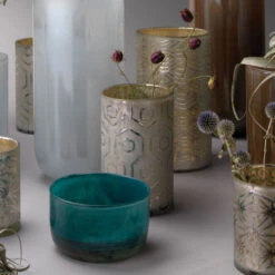 Set Of 3 Silver Deco Hurricanes In Etched Mercury Glass – 9.75” -Christmas Decoration Store djamie 7deco smmg 3 21179.1599873101