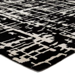 Christmas Central 9' X 12' Black And Cream White Trellis Handmade Rectangular Area Throw Rug -Christmas Decoration Store djri rug143938 2 72720.1664988807