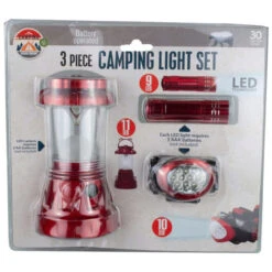 Pack Of 4 Red And Clear LED Camping Set With Handle