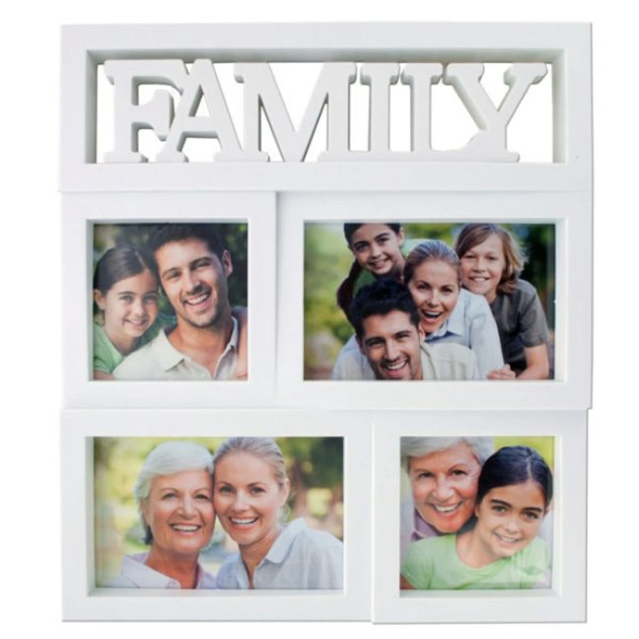 Pack Of 4 White "FAMILY" Carved Rectangular Photo Collage Frames 12.25" 3 Pack Of 4 White "FAMILY" Carved Rectangular Photo Collage Frames 12.25"