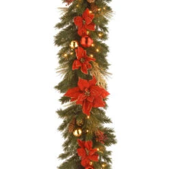 Christmas Central 9' X 12" Pre-Lit Decorative Home Spun Artificial Christmas Garland - Clear Lights