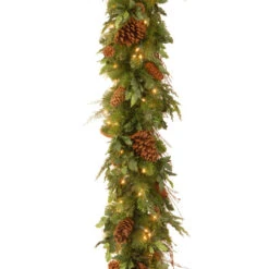 Christmas Central 6' X 12" Pre-Lit Decorative Collection Juniper Mix Pine Artificial Christmas Garland - Warm White LED Lights