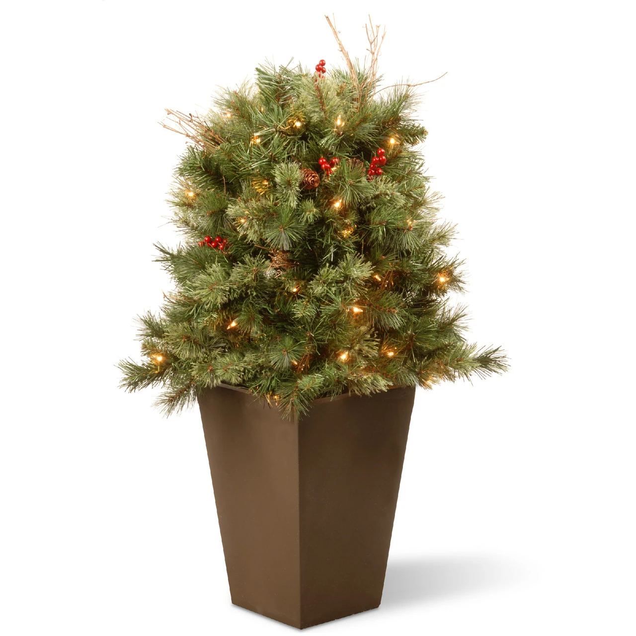 36” Pre-lit Glistening Pine Porch Bush With Clear Lights 3 36” Pre-lit Glistening Pine Porch Bush With Clear Lights