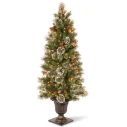 Christmas Central 5" Pre-Lit Potted Wintry Pine Artificial Christmas Tree, Clear Lights