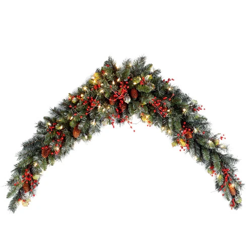 Christmas Central 72" Pre-Lit Artificial Christmas Mantel Swag, Clear Lights 3 Christmas Central 72" Pre-Lit Artificial Christmas Mantel Swag, Clear Lights