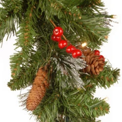 Christmas Central 36" Pre-lit Crestwood Spruce Mailbox Cover With Silver Bristle, Warm White LED Lights -Christmas Decoration Store dnat cw7 300 3m b1 3 48641.1671613404