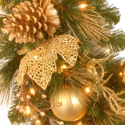 36" Lighted Golden Colored And Green Christmas Tree Topper - Clear Lights 5 36" Lighted Golden Colored And Green Christmas Tree Topper - Clear Lights - Image 3