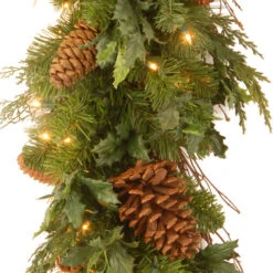 Christmas Central 6' X 12" Pre-Lit Decorative Collection Juniper Mix Pine Artificial Christmas Garland - Warm White LED Lights -Christmas Decoration Store dnat dc13 113l 6b 1s 3 85607.1664293524