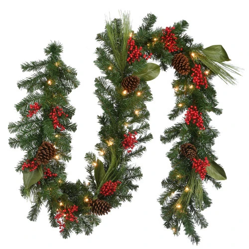 Christmas Central 9' X 14" Pre-Lit Pine Cones And Berry Embellished Artificial Christmas Garland - Clear Lights 3 Christmas Central 9' X 14" Pre-Lit Pine Cones And Berry Embellished Artificial Christmas Garland - Clear Lights