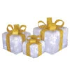 Set Of 3 White And Gold Pre-Lit Gift Boxes - LED Lights -Christmas Decoration Store dnat df 070003l 90700.1587645163