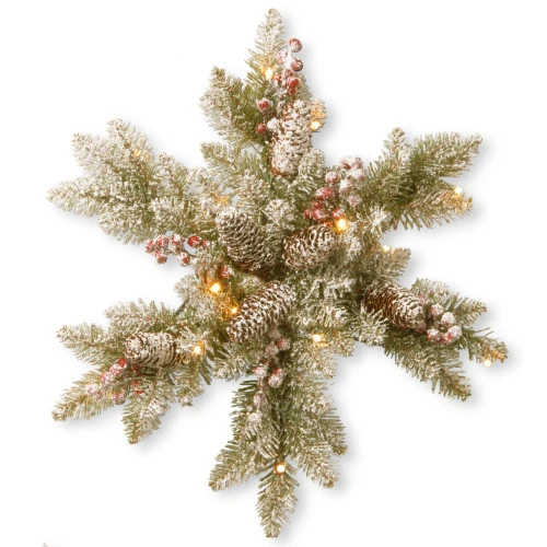 18" B/O Snowy Dunhill Fir Artificial Christmas Snowflake With Warm White LED Lights 3 18" B/O Snowy Dunhill Fir Artificial Christmas Snowflake With Warm White LED Lights