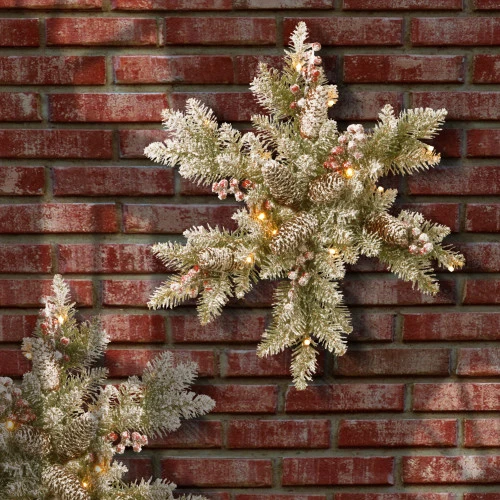 18" B/O Snowy Dunhill Fir Artificial Christmas Snowflake With Warm White LED Lights 4 18" B/O Snowy Dunhill Fir Artificial Christmas Snowflake With Warm White LED Lights - Image 2
