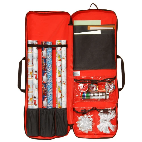 39" Red Solid Gift Wrap And Christmas Ornament Storage Bag 4 39" Red Solid Gift Wrap And Christmas Ornament Storage Bag - Image 2