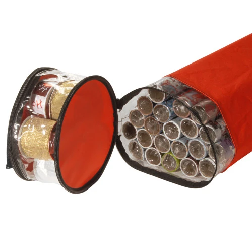 45" Red Solid Round Gift Wrap And Christmas Ornament Storage Bag 7 45" Red Solid Round Gift Wrap And Christmas Ornament Storage Bag - Image 5